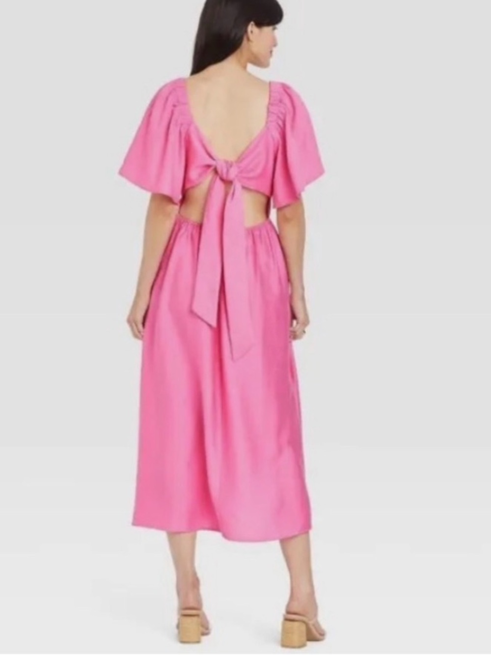 A New Day Flutter Sleeve Tie Back Midi Dress - Picture 2 of 9